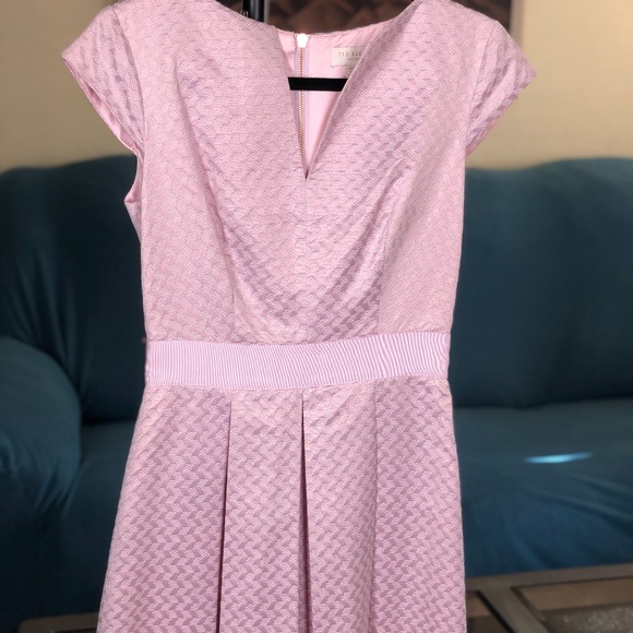 Ted Baker London Shiny Light Pink Cap Sleeve Dress - Picture 1 of 4
